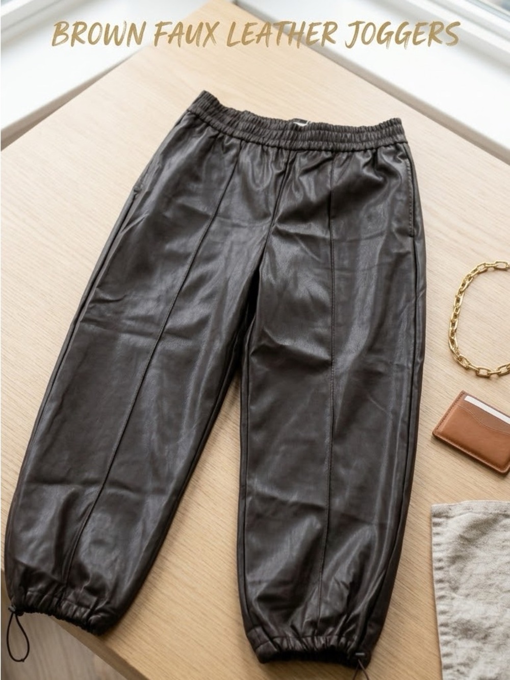 ZARA Faux Leather Joggers – Size L – New With Tags